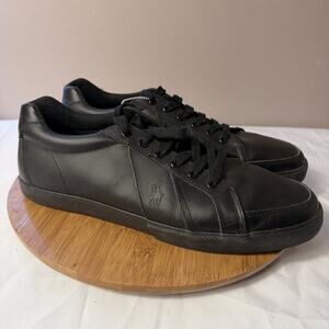 Polo Ralph Lauren Shoes Mens Size 14D Black Hugh Leather Casual Comfort Sneaker